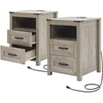 thumbnail image 1 of Nightstand with Charging Station, Sturdy Bedside Table with Storage Drawers & Shelf, End Table with USB Ports & Outlets, Night Stand for Bedroom, Gray, 1 of 14