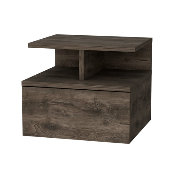 Nightstand with Drawer and Shelf | Store Bedroom Basics, Open Shelf for Visibility | Engineered Wood Material | Space-Efficient Design
