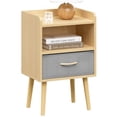 thumbnail image 1 of Nightstand with Fabric Drawer 2-Tier Storage End Table Wood Side Table-Oak, 1 of 6