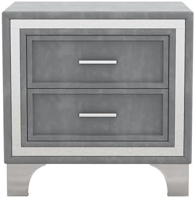 Nightstand with Faux Marbling Top Modern Velvet Bedside Table with 3