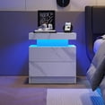 thumbnail image 1 of Nightstand with Light Strip, Modern LED End Table Nightstand, Storage Bedside Table With 2 Drawers For Home Office Bedroom Living Room, 1 of 8