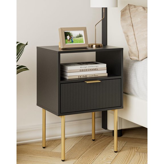 Nightstand with One Drawer, Stripe Night Stand and Frame