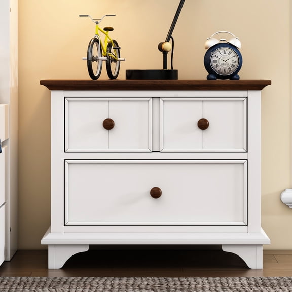 Nightstand with Retro Look / In Bedroom or Living Area / Has Clear Assembly Guide