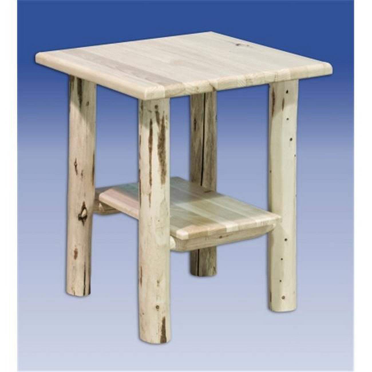 Rustic Lodgepole Pine Solid Wood Nightstand - Natural Finish