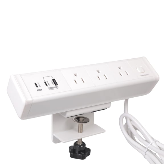 Nightstands Edges Mount Power Strips USB C Port Desk Clamp Surges Protectors with USB 3AC Outlets for Home