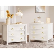 Amadwell Nightstands Set of 2 with Charging Station, 3 Drawer Bedside Table with USB-C Ports, Storage Nightstand for Bedroom