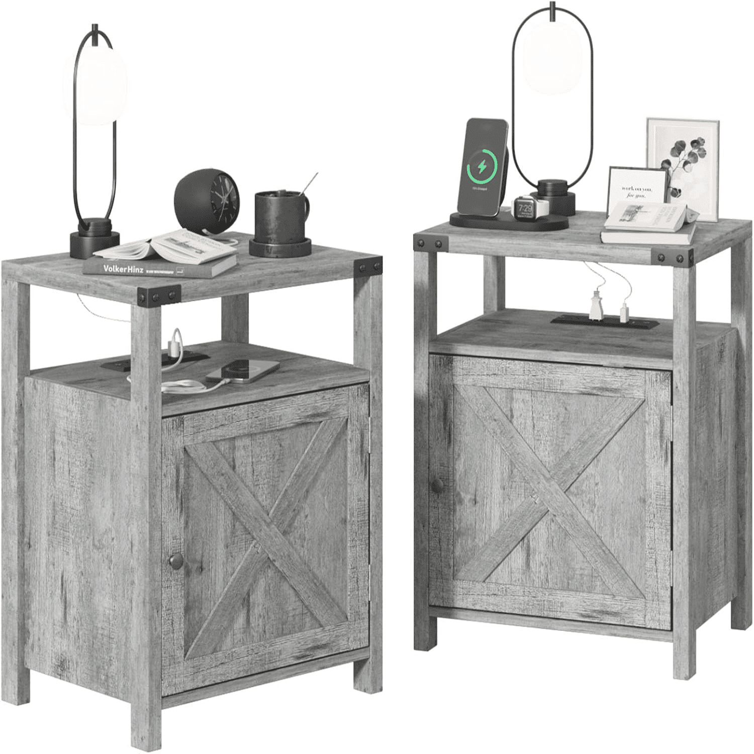 Nightstands Night Stand with Charging Station Bed Side Table with