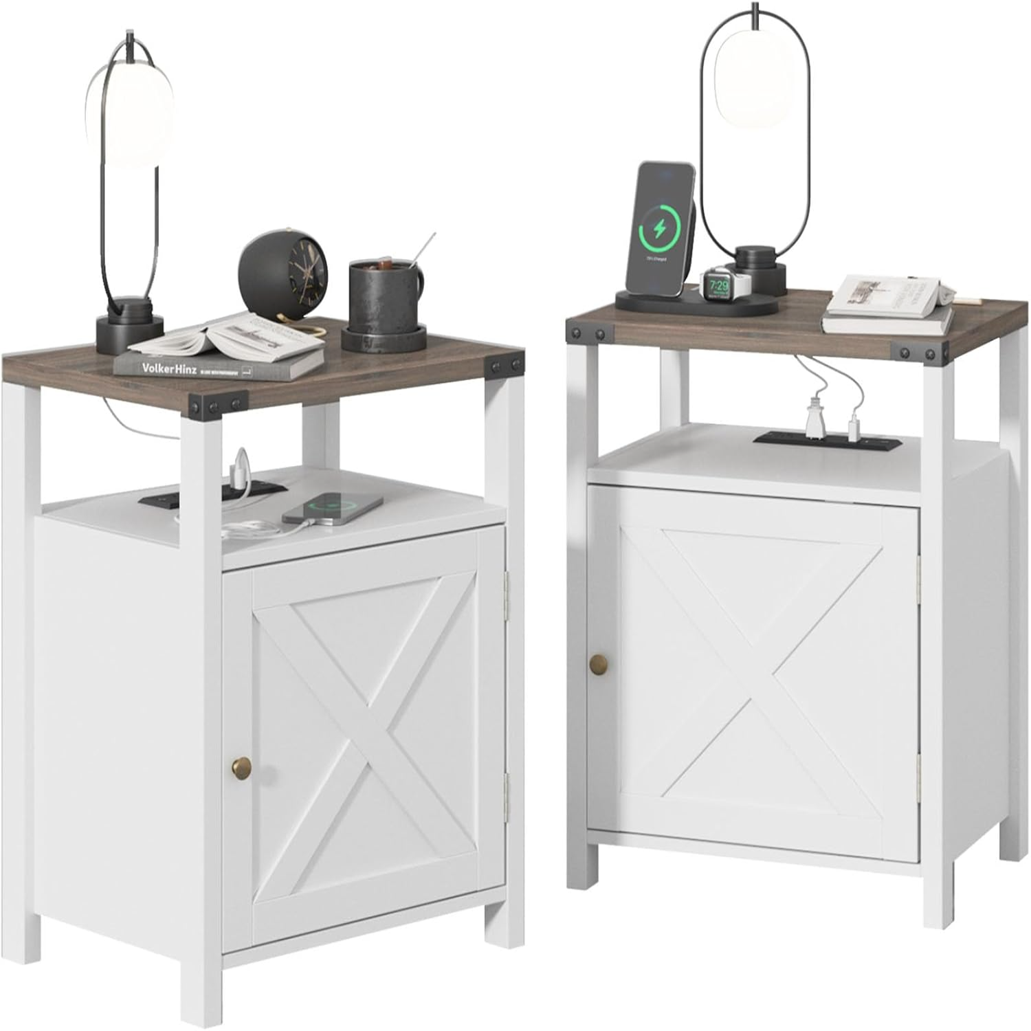 Nightstands Night Stand with Charging Station Bed Side Table with