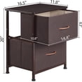 thumbnail image 1 of Nightstands Set of 2 with 2 Drawers, Bedside Table Small Dresser with Removable Fabric Bins for Bedroom Nursery Closet Living Room - Sturdy Steel Frame, Wood Top - Coffee Brown/Dark Walnut, 1 of 4