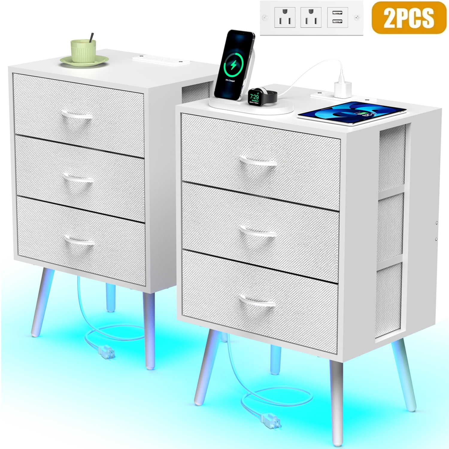 78.8" Narrow Console Table With Charging Station & LED Lights - Behind Couch Sofa Table For Small Spaces