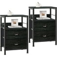thumbnail image 1 of Nightstands Set 2, End Tables with 2 Fabric Drawers, Bedside Tables with Hooks and Shelf, for Bedroom/Living Room/Study/Black Oak, 1 of 18