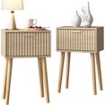 thumbnail image 1 of Nightstands Set of 2, Small Side Table, Bedside Table with Fluted Door, Solid  ; Modern Mid-Century End Table for Bedroom, Small Space (), 1 of 7