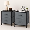 thumbnail image 1 of Nightstands Set of 2 with 2 Fabric Drawers, Small Bedside Tables for Bedroom, Closet, Dorm, End Side Table with Storage, Gray, 1 of 7
