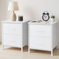 thumbnail image 1 of Nightstands Set of 2 with 2 Fabric Drawers, Small Bedside Tables for Bedroom, Closet, Dorm, End Side Table with Storage, White, 1 of 8
