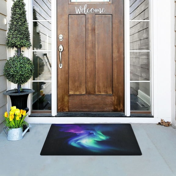 Nighttime Aurora Versatile Absorbent Door Mat, Non-Slip, Easy to Clean 32''x20''