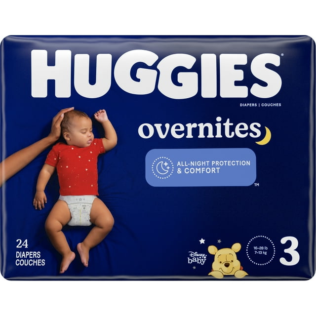 Nighttime Baby Diapers Size 3, 24 Ct, Huggies Overnites Size 3 (24