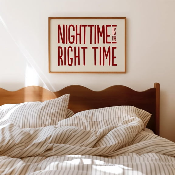 Nighttime Bedroom Red Maximalist Decor Poster Unframed Paper Print
