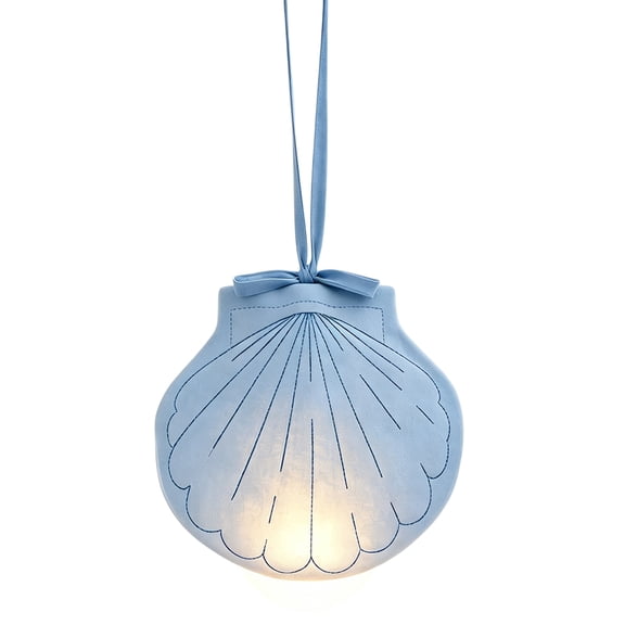 Nighttime Care Shell Shape Bedside Lamp with Fabric Shade, Warm LED Glow Night Light for Nursery Room Ambiances