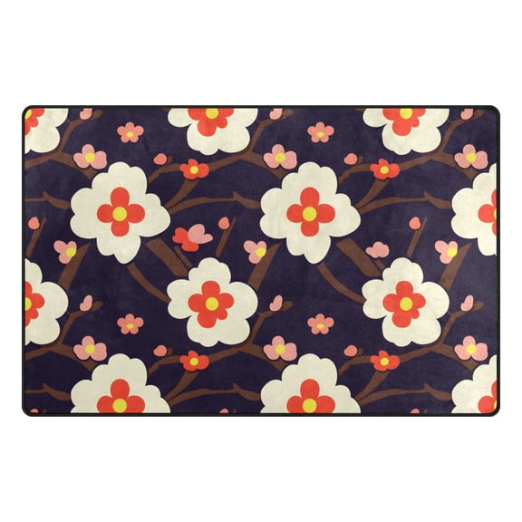 Nighttime Flower Pattern Memory Foam Area Rug 31"x20" Non Slip, Absorbent, Fade Proof for Living Room, Bedroom, Office