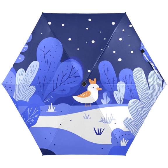 Nighttime Landscape with Duck Umbrellas for Sun Auto Open Close UV50+ Waterproof 5-Fold Compact Fiberglass Frame
