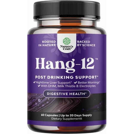 Natures Craft Hang-15 Nighttime Liver Supplement Hydration Pills, Liver Detox and Cleanse Support, 60 Capsules