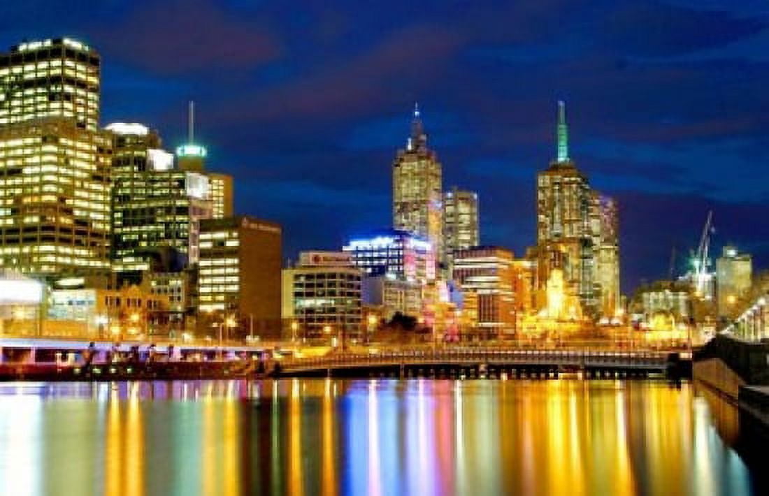 Nighttime View Melbourne Australia Canvas Art - Micah Wright DanitaDelimont (26 x 17)