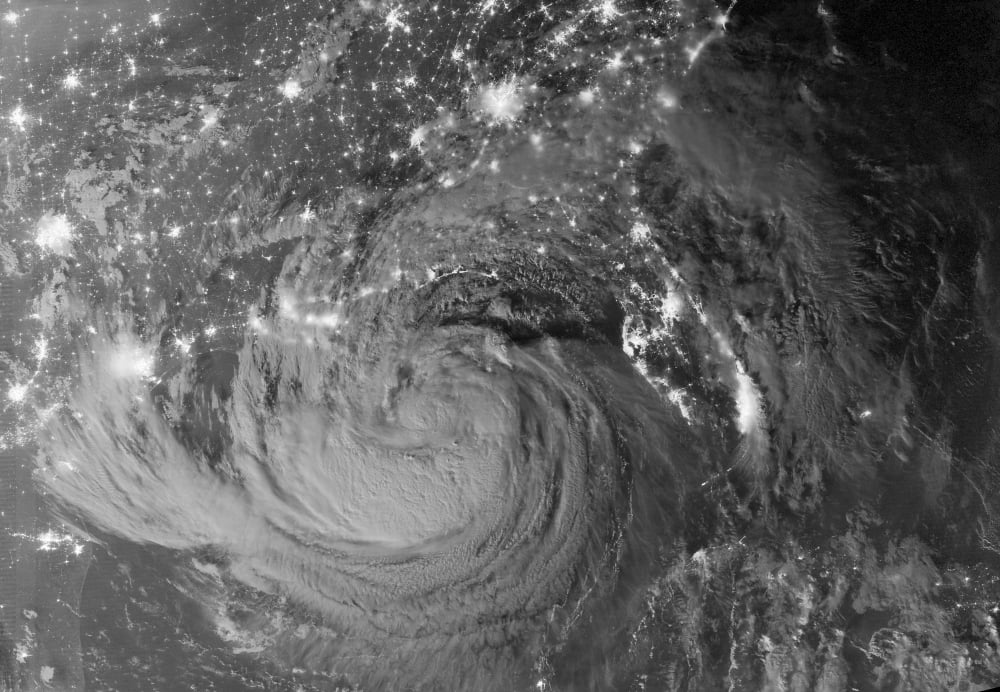Nighttime view of Tropical Storm Isaac Canvas Art - Stocktrek Images (34 x 24)