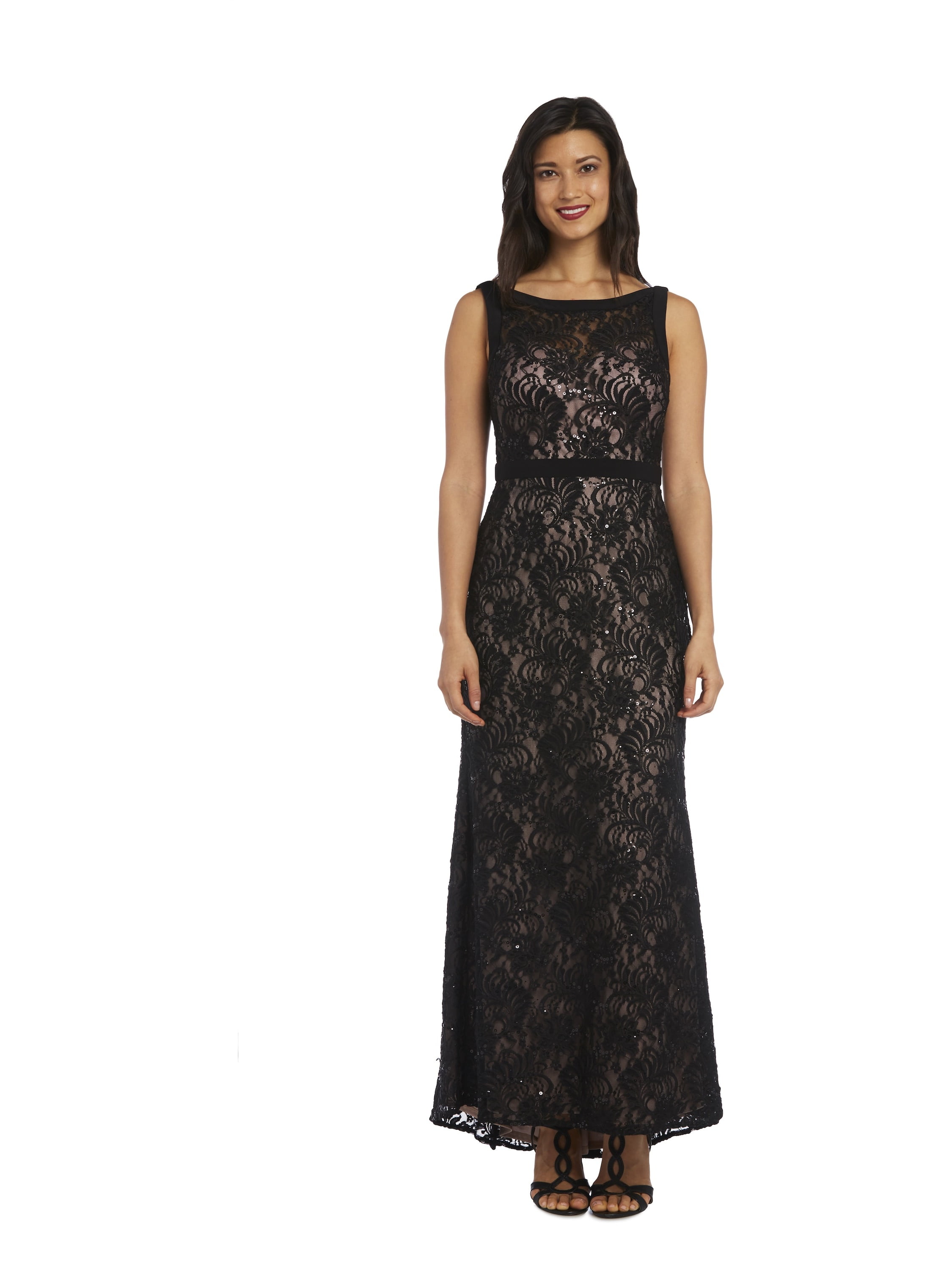 Nightway illusion hotsell sequined lace gown