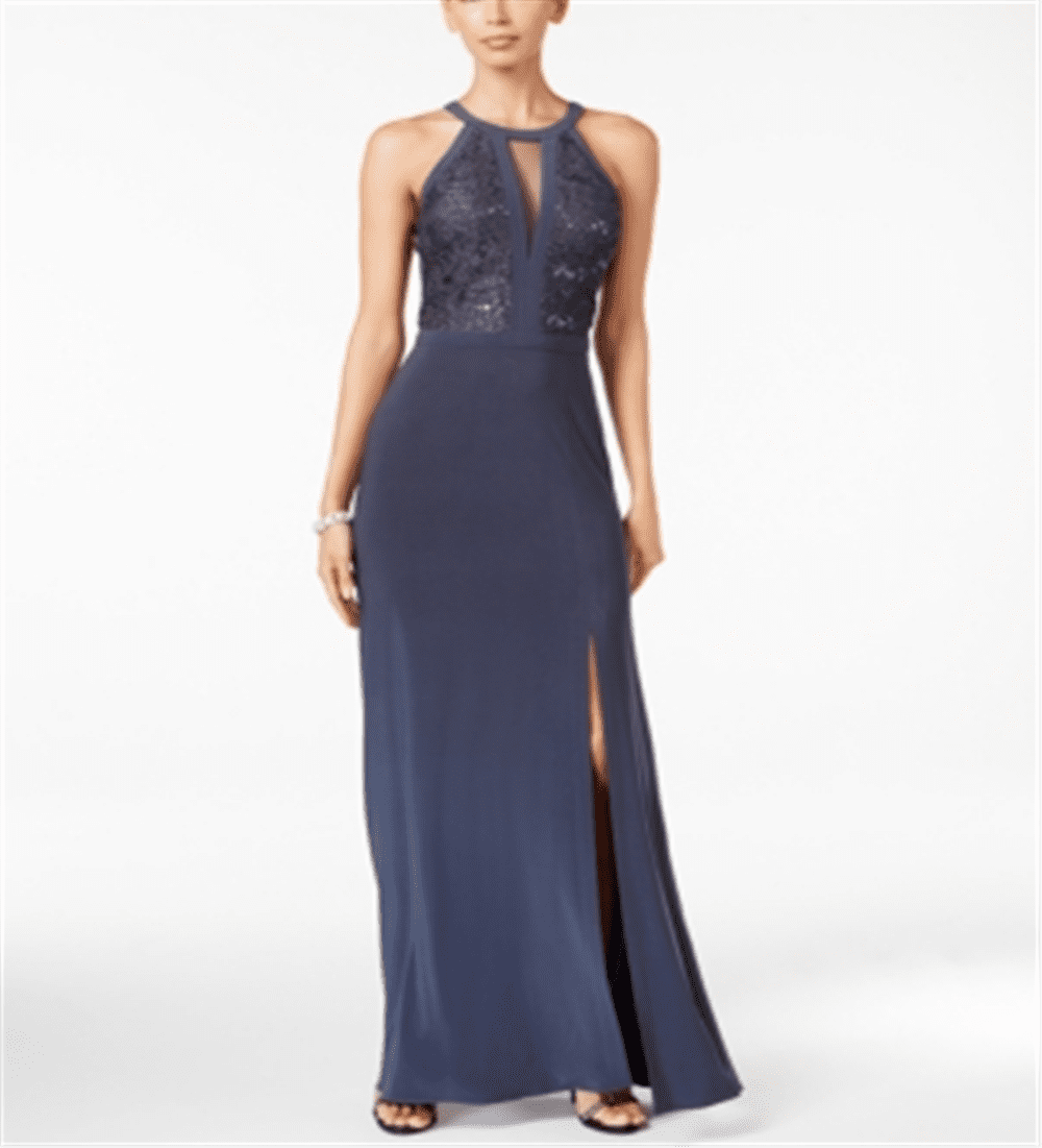 Nightway lace keyhole halter gown hotsell
