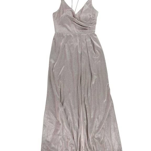 Nightway Womens Glitter Sheath Maxi Dress, Metallic, 12