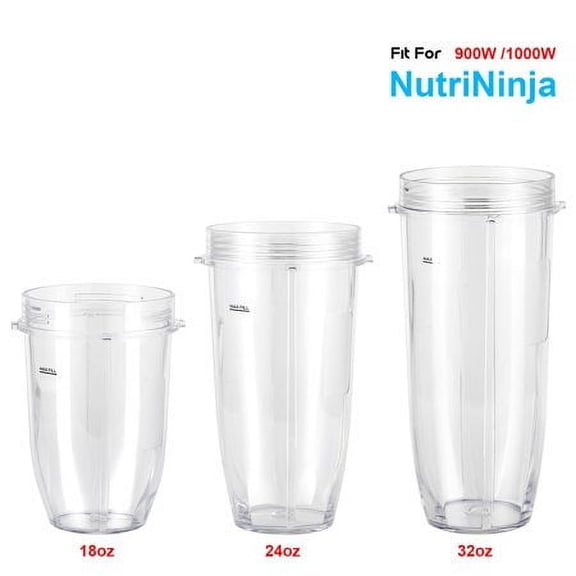 Nightwill 18oz / 24oz / 32oz Replacement Cup for Nutri Ninja 900W / 1000W, Replacement Parts Replacement Cups for Nutri Ninja (3PCS)