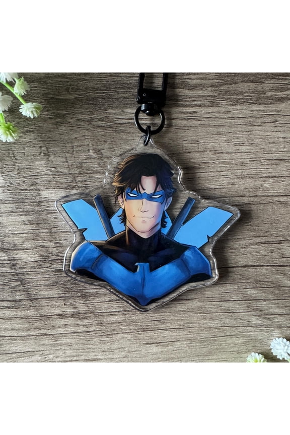 Nightwing Keychain Double sided, DC, Acrylic Charm (1 keychain)