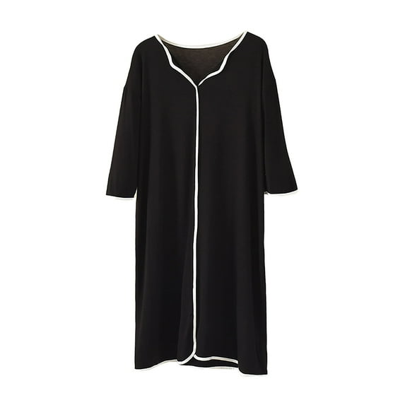 Nighty for Women New Pajamas for Women Nightgowns Soft Sleep Nightshirt Nightgown Short Sleeve V Neck Loose Comfy Sleepwear Black M