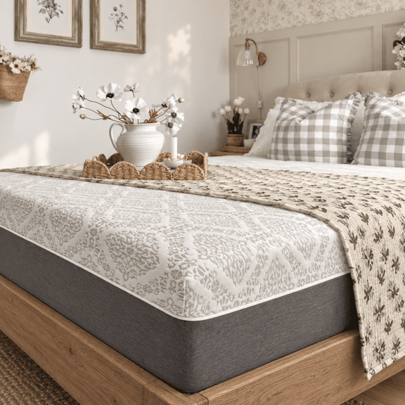 NightyNight 10" Queen Size Firm Memory Foam Mattress, Cooling & Green Tea Refreshing Design, Washable Cover, No-Slip Base