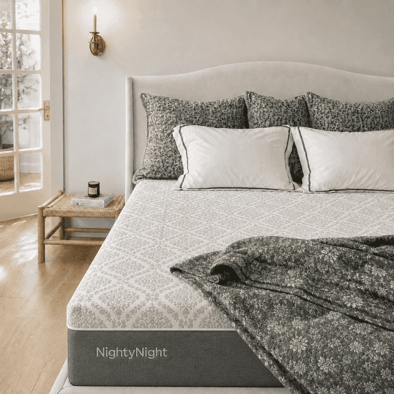 NightyNight 10" Queen Size Firm Memory Foam Mattress, Cooling & Green Tea Refreshing Design, Washable Cover, No-Slip Base