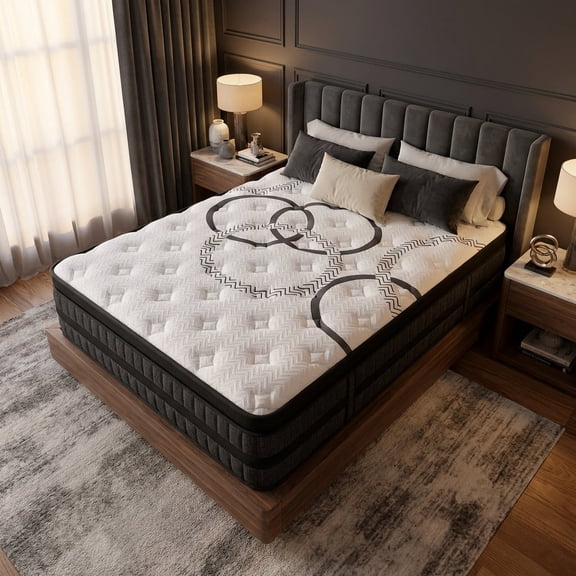 NightyNight Firm Queen Mattress 14 Inch Hybrid Mattress Queen Size Bed in a Box for Back Pain Relief and Cool Sleep with Gel Foam, OEKO-TEX STANDARD 100 and CertiPUR-US Certified