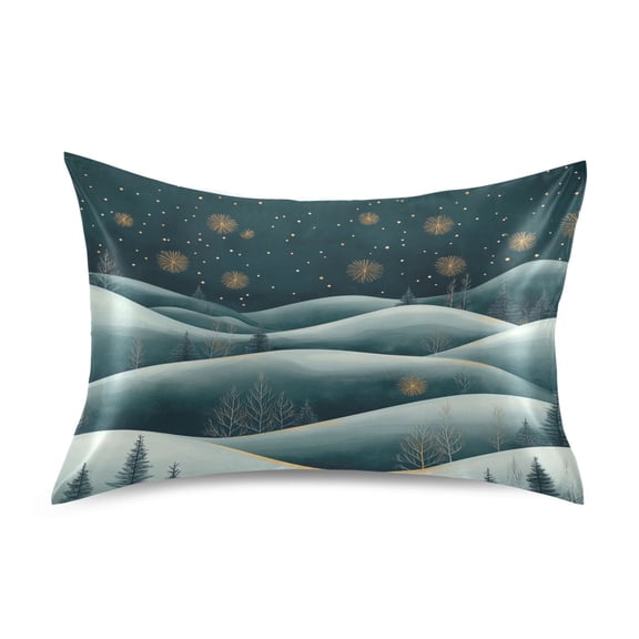 Nignt Snowy Hills Luxury Silky Soft Pillowcase Standard Size Wrinkle Resistant Envelope Closure 20x26in
