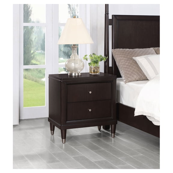 Niguel Brown 2-drawer Nightstand Brown + Brown + 2 Drawers + Bedroom + Drawer Storage + Poplar + Drawers + Solid Wood+MDF