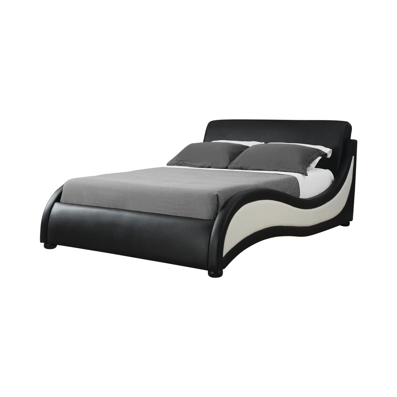 Niguel Eastern King Upholstered Bed Black and White - Walmart.com