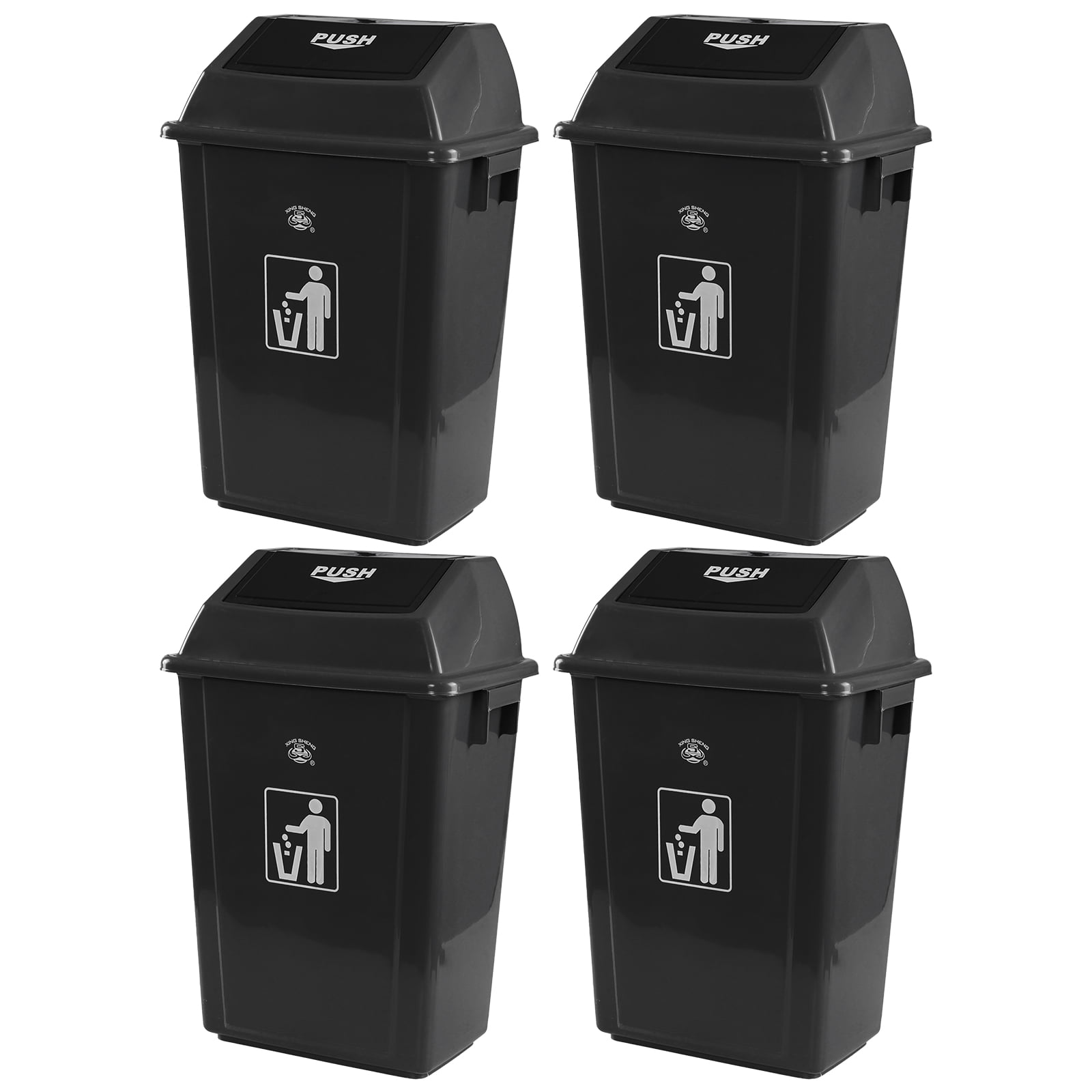 Nihenok 4-Pack 13 Gallon Plastic Swing Top Kitchen Trash Can, Garbage ...