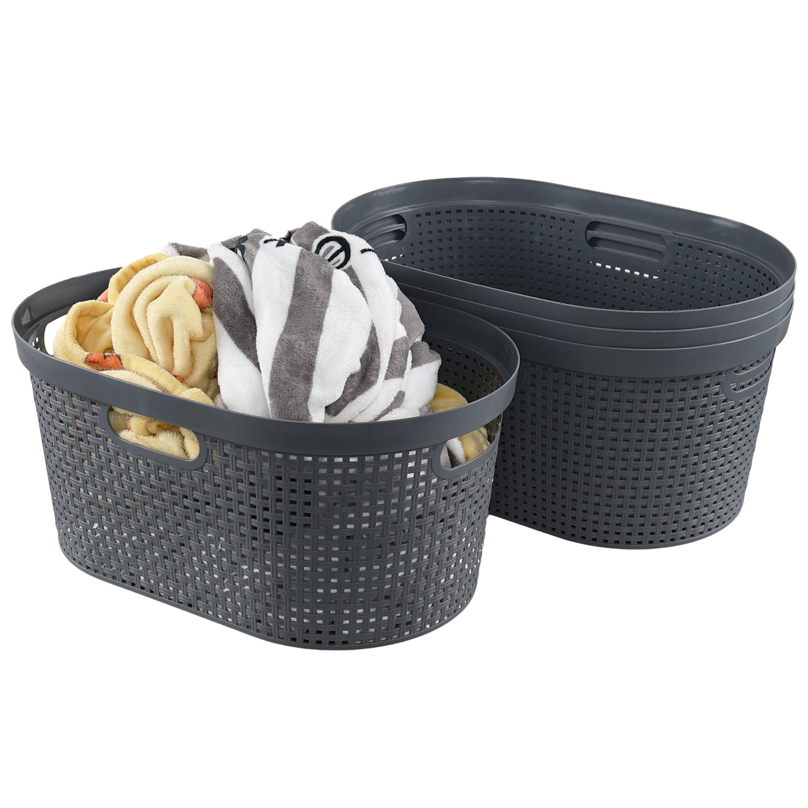 Nihenok 42 L Large Plastic Laundry Baskets with Cut-Out Handles, 4-Pack ...