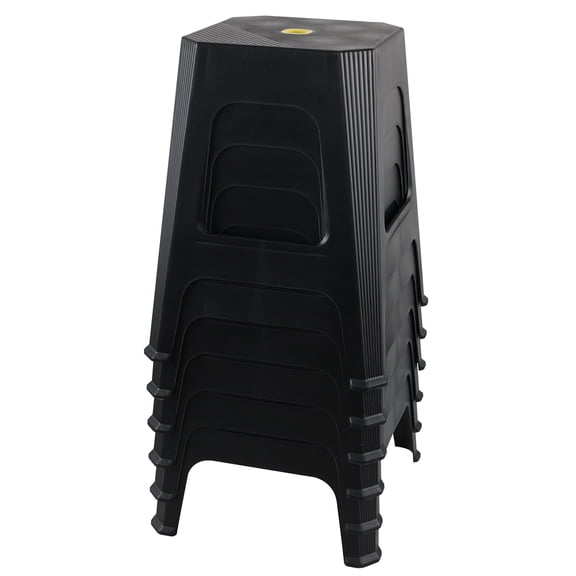 Nihenok 6-Pack Square Stackable Plastic Stools, 18.62" Height Square Plastic Stools, Black