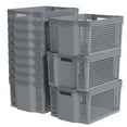 thumbnail image 1 of Nihenok Large 12 Packs Plastic Stackable Storage Basket, Kitchen Pantry Office Organizer Bins, Gray, 1 of 9