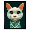 thumbnail image 1 of Nihonga Kimono Cat Japanese Illustration Art Print Framed Poster Wall Decor 12x16 inch, 1 of 5