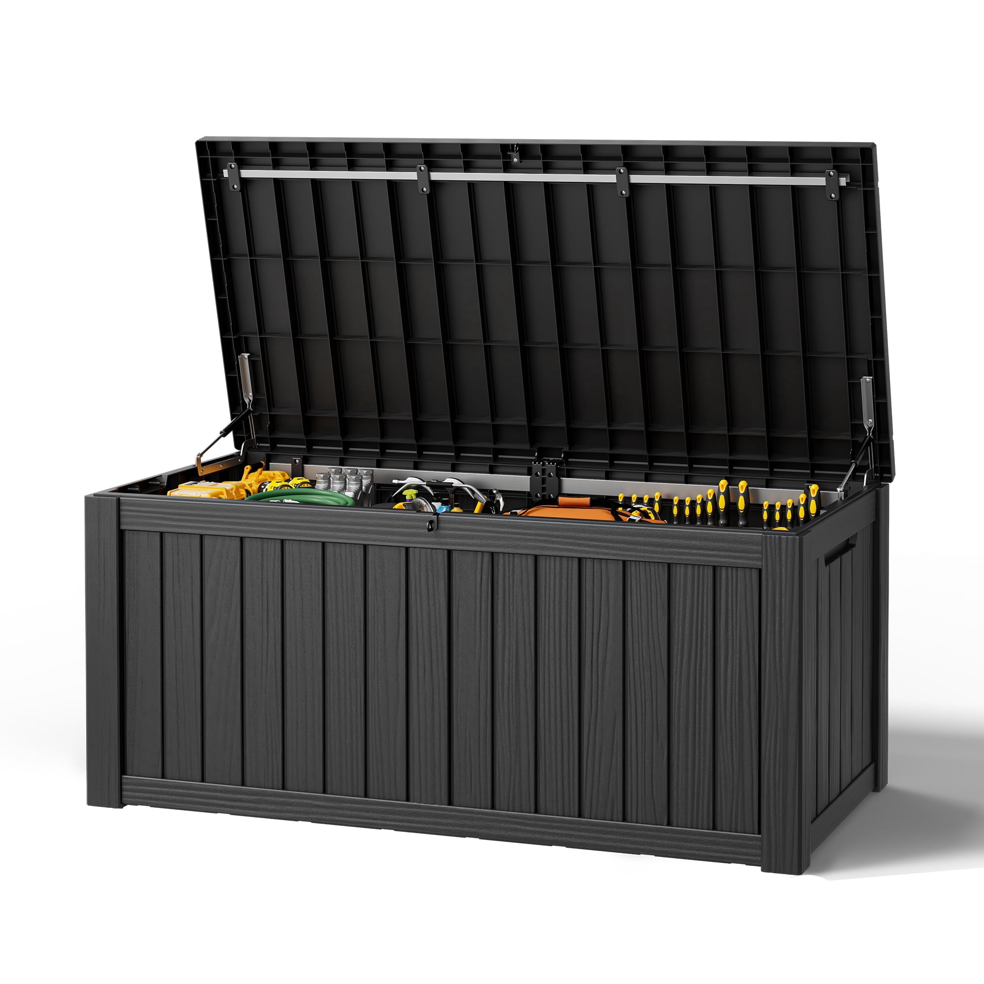 Nihsuao 130 Gallon Resin Deck Box,Lockable Outdoor Storage Container ...