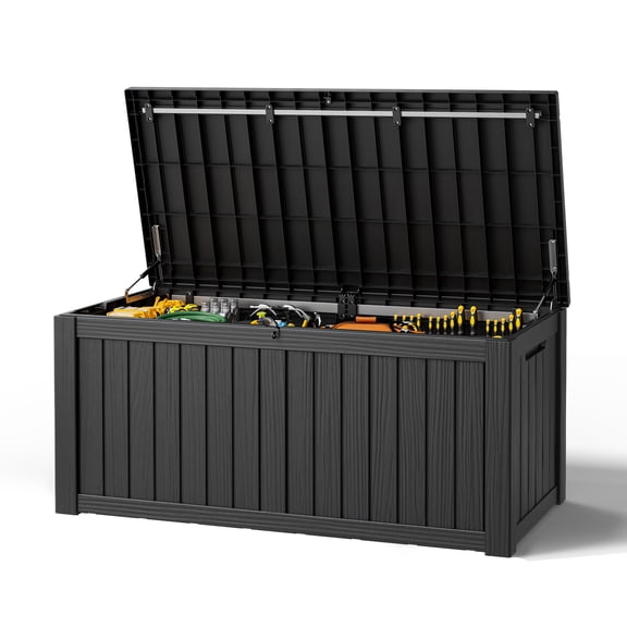 Nihsuao 130 Gallon Resin Deck Box,Lockable Outdoor Storage Container,Waterproof Storage Box for Patio Furniture Cushions,Black