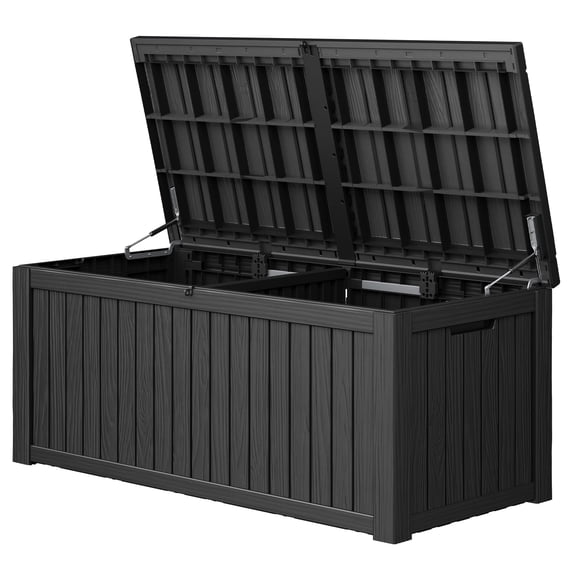 Nihsuao 180 Gallon Resin Deck Box,Lockable Outdoor Storage Container,Waterproof Storage Box for Patio Furniture Cushions,Black