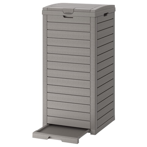 Nihsuao 31 Gallon Large Outdoor Trash Bin with Pull-Out Liquid Drawer, Single Lid Closure Design, Waterproof Resin Garbage Can Container for Patio, Backyard, Gray