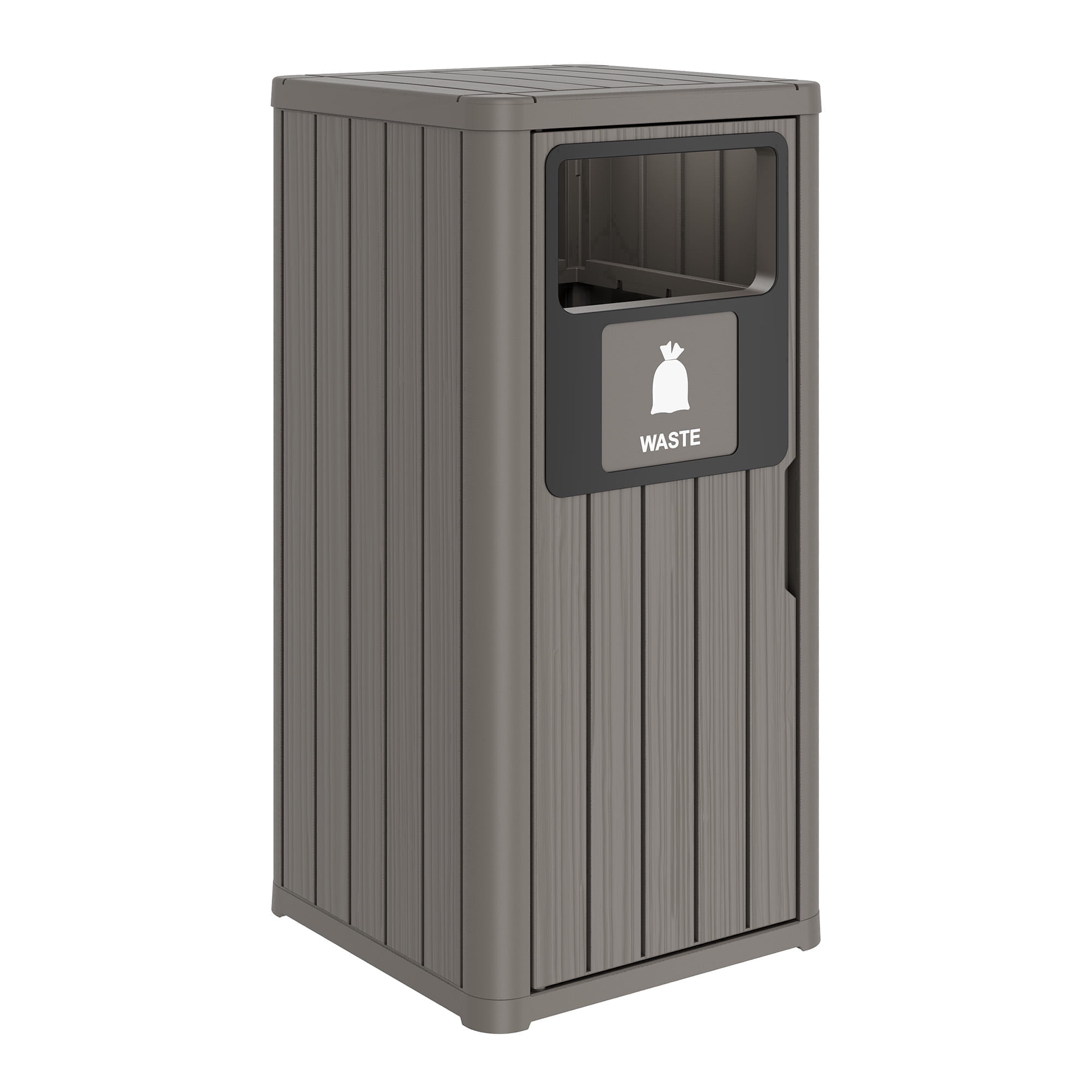 Nihsuao 42 Gallon Resin Trash Can, Durable & Waterproof Outdoor Garbage Bin with Garbage Labels, Weather-Resistant Waste Bin for Indoor Kitchen, Outdoor Porch, Backyard, (Gray, 1)