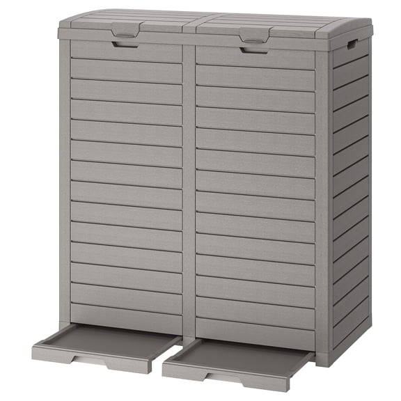 Nihsuao 62 Gallon Large Outdoor Trash Bin with Pull-Out Liquid Drawer, Dual Lid Closure Design, Waterproof Resin Garbage Can Container for Patio, Backyard, Gray